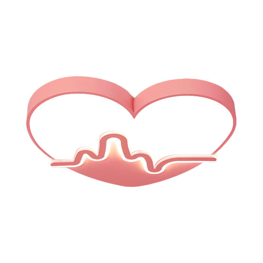 Macaron Heartbeat Acrylic LED Flushmount Ceiling Lamp - White/Pink/Gold - Child Bedroom