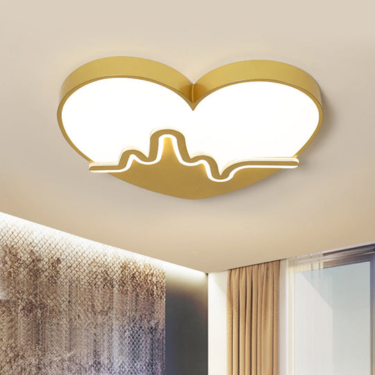 Macaron Heartbeat Acrylic Led Flushmount Ceiling Lamp - White/Pink/Gold Child Bedroom