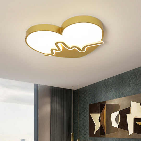 Macaron Heartbeat Acrylic LED Flushmount Ceiling Lamp - White/Pink/Gold - Child Bedroom