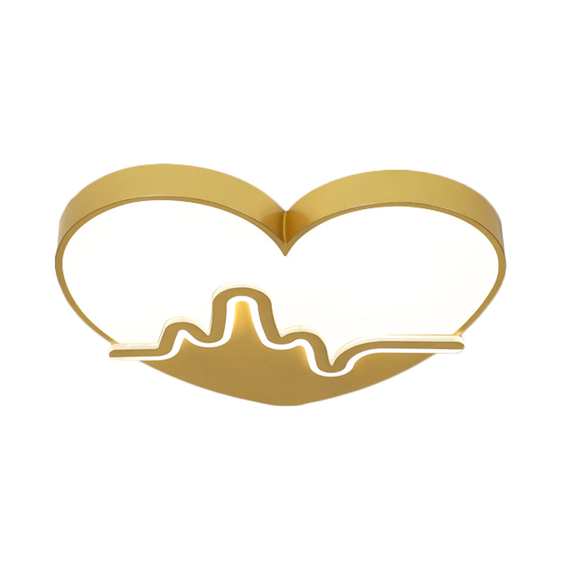 Macaron Heartbeat Acrylic LED Flushmount Ceiling Lamp - White/Pink/Gold - Child Bedroom