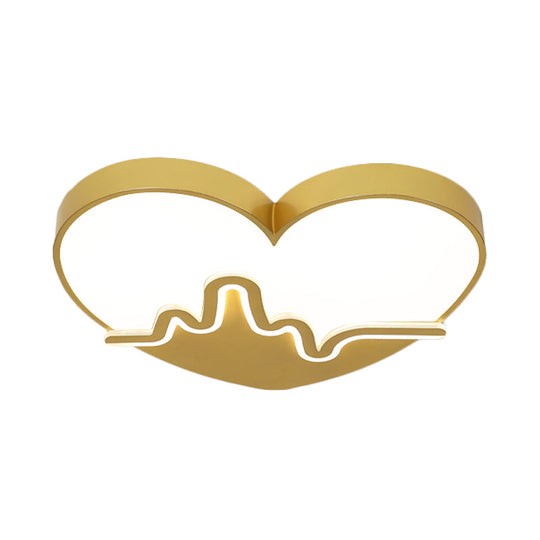 Macaron Heartbeat Acrylic Led Flushmount Ceiling Lamp - White/Pink/Gold Child Bedroom