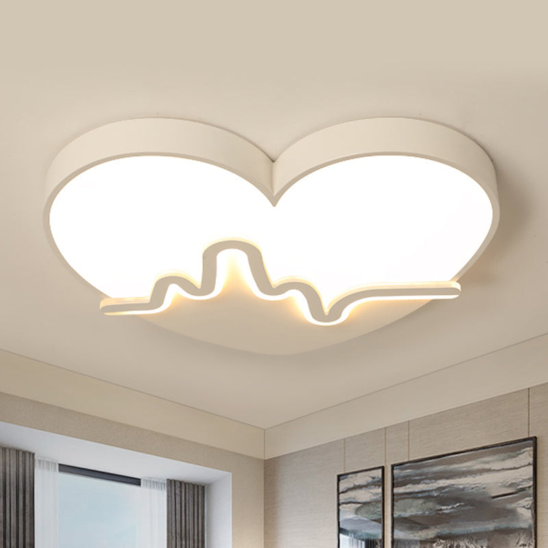 Macaron Heartbeat Acrylic LED Flushmount Ceiling Lamp - White/Pink/Gold - Child Bedroom