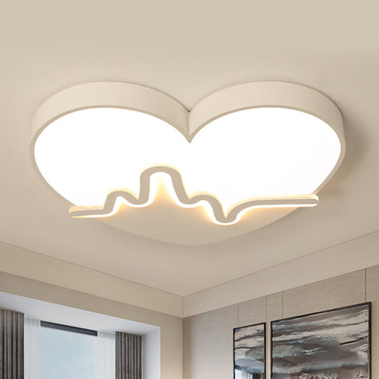 Macaron Heartbeat Acrylic LED Flushmount Ceiling Lamp - White/Pink/Gold - Child Bedroom