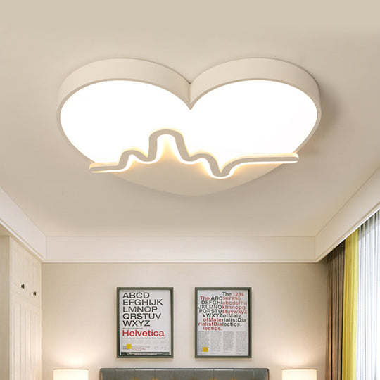 Macaron Heartbeat Acrylic LED Flushmount Ceiling Lamp - White/Pink/Gold - Child Bedroom