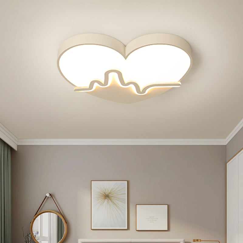 Macaron Heartbeat Acrylic LED Flushmount Ceiling Lamp - White/Pink/Gold - Child Bedroom