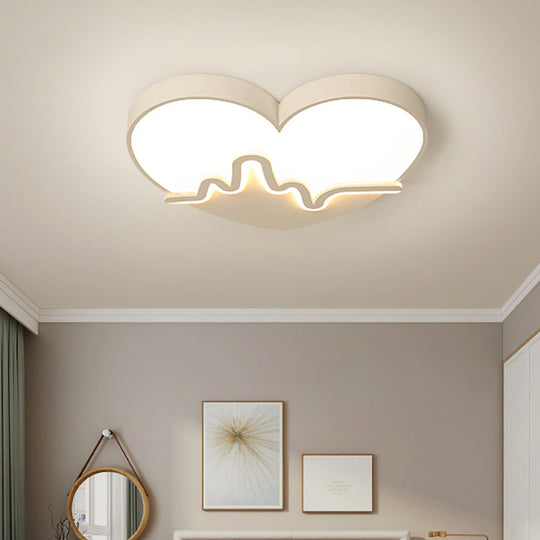 Macaron Heartbeat Acrylic LED Flushmount Ceiling Lamp - White/Pink/Gold - Child Bedroom