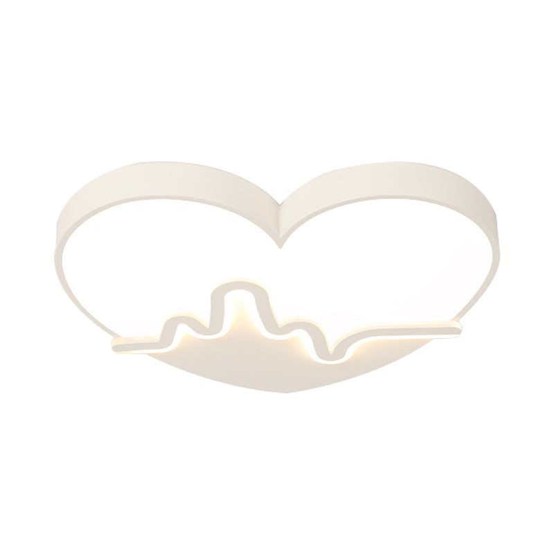 Macaron Heartbeat Acrylic LED Flushmount Ceiling Lamp - White/Pink/Gold - Child Bedroom