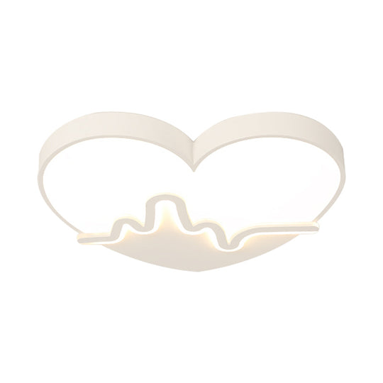 Macaron Heartbeat Acrylic LED Flushmount Ceiling Lamp - White/Pink/Gold - Child Bedroom