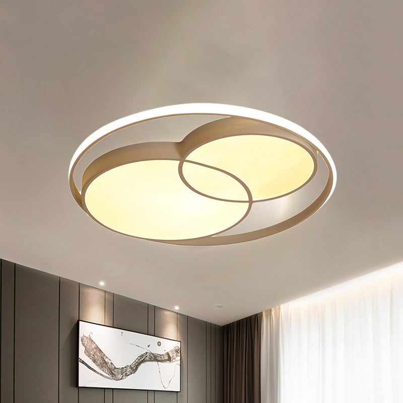 Modern Metal Black/White Circle Ceiling Flush Mount with Integrated LED for Bedroom Lighting