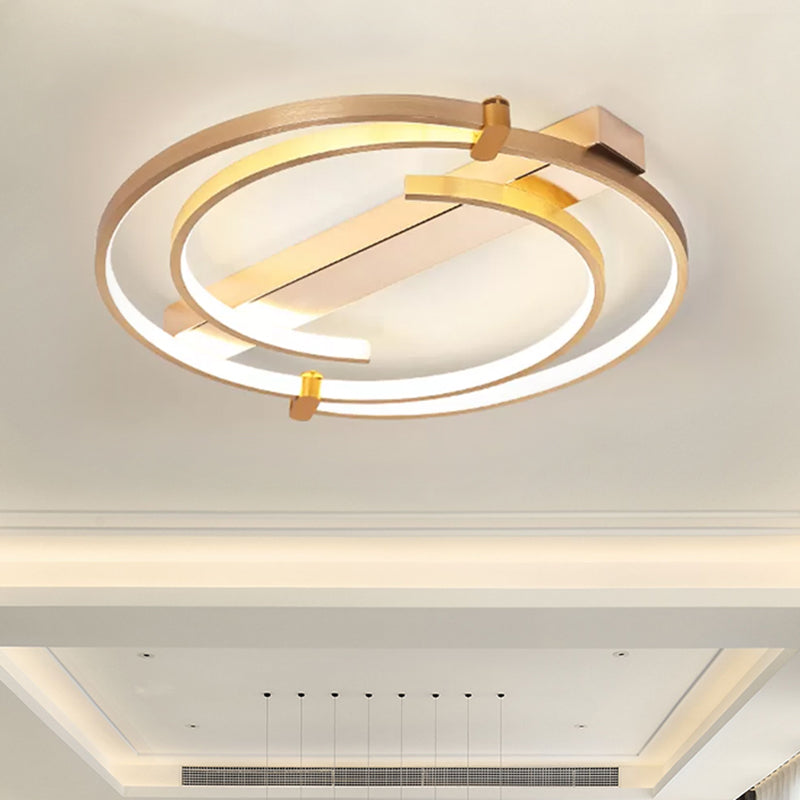 Minimalist Gold Flush Mount Ceiling Light Fixture - 18"/23.5" W Ring for Bedrooms
