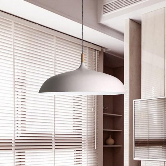 Black/White Retro Dome Pendant Light Fixture with Adjustable Cord - Kitchen Hanging Lamp