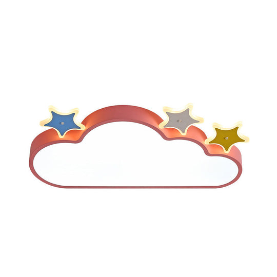 Cartoon Pink/Blue LED Cloud-with-Star Flushmount Ceiling Light for Children's Room