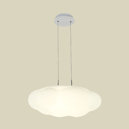 Kids White Cloud Pendant Light - 1/3/5-Head Led Fixture For Childs Room