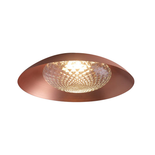 Modern Copper Flush Ceiling Light with Grid Glass Cover