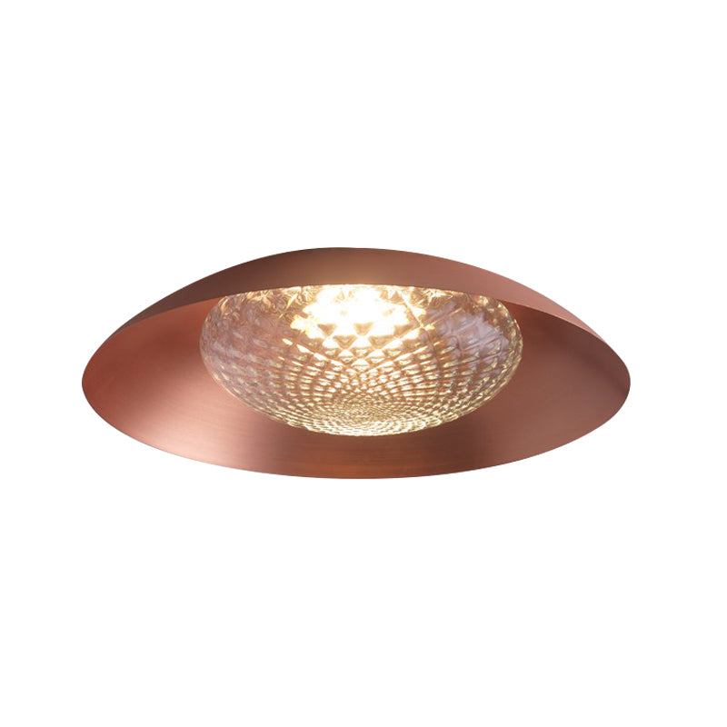 Modern Copper Flush Ceiling Light With Grid Glass Cover