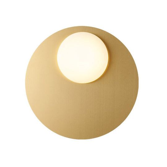 Modern Cream Glass Flush Mount Lamp: Designer 1-Light Ceiling Fixture with Black/Brass Disk Top