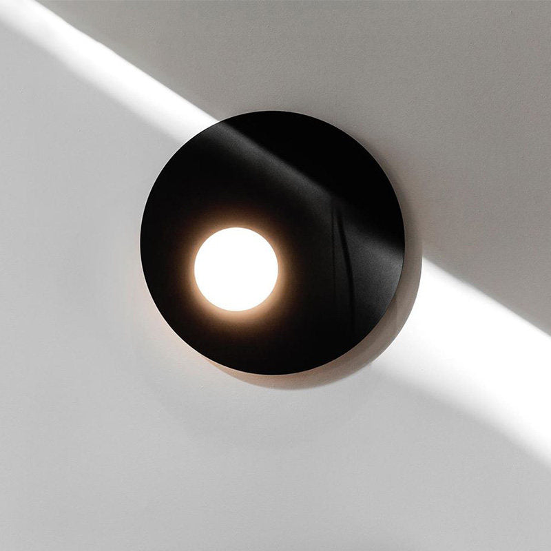 Modern Cream Glass Flush Mount Lamp: Designer 1-Light Ceiling Fixture with Black/Brass Disk Top