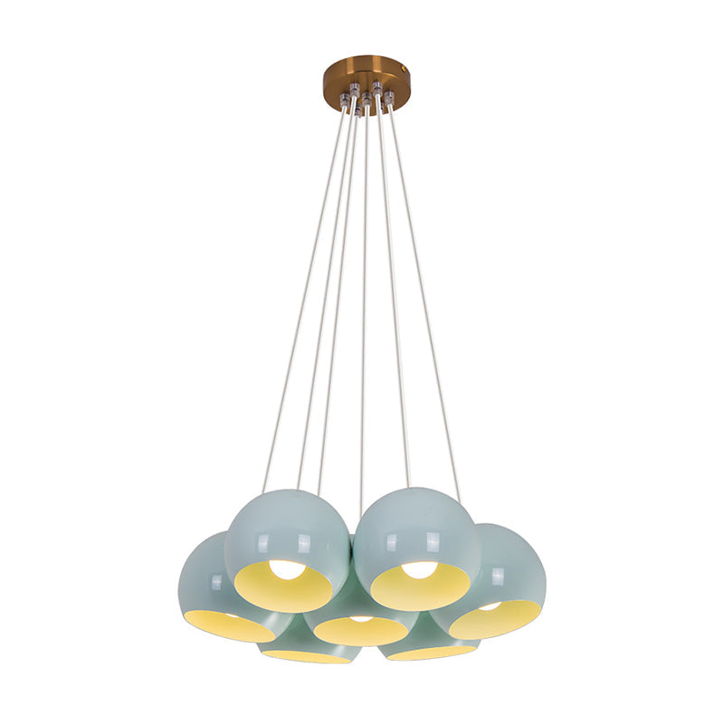Blue Dome Multi Hanging Light: Iron Pendant Lamp With 7 Heads For Living Room
