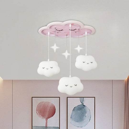 Plafonnier LED Sweet Dream Cloud pour chambre d'enfant - avec drapé, acrylique et montage encastré - en blanc