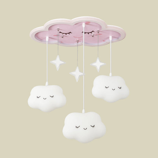 Plafonnier LED Sweet Dream Cloud pour chambre d'enfant - avec drapé, acrylique et montage encastré - en blanc