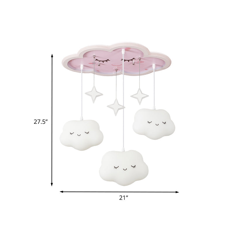 Plafonnier LED Sweet Dream Cloud pour chambre d'enfant - avec drapé, acrylique et montage encastré - en blanc