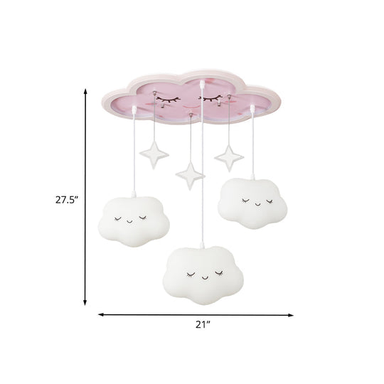 Plafonnier LED Sweet Dream Cloud pour chambre d'enfant - avec drapé, acrylique et montage encastré - en blanc