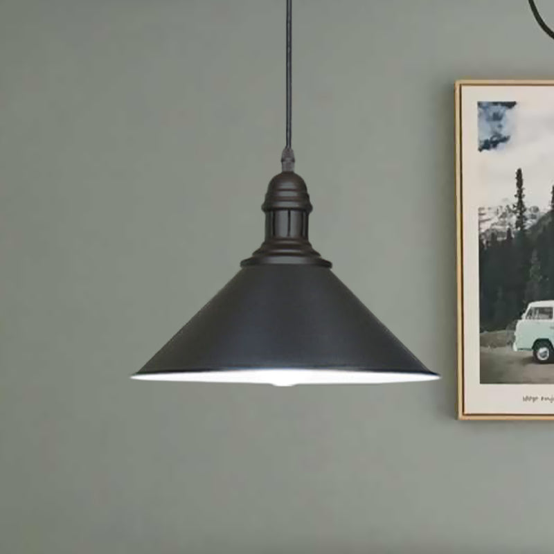 Conical Farmhouse Style Black/White Ceiling Pendant Light Fixture