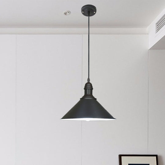 Farmhouse Style Metal Ceiling Pendant Black/White Finish Indoor Hanging Light Fixture