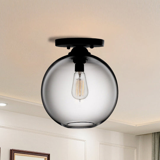 Industrial Style Semi-Flush Ceiling Light with Globe Shade in Red/Brown/Blue Glass for Dining Room (1/2 Light)