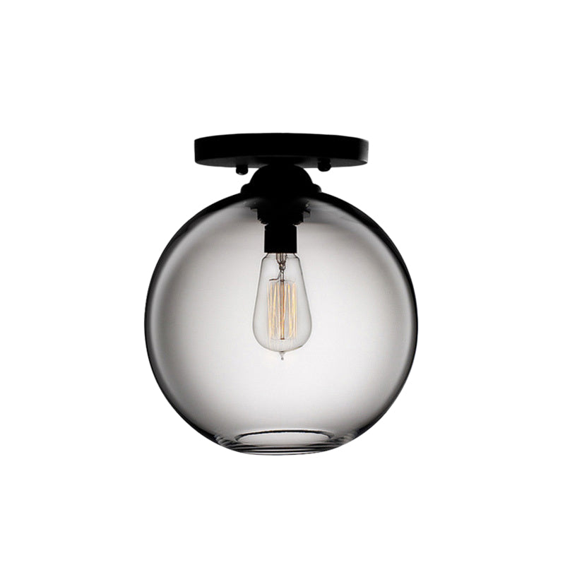 Industrial Style Semi-Flush Ceiling Light with Globe Shade in Red/Brown/Blue Glass for Dining Room (1/2 Light)