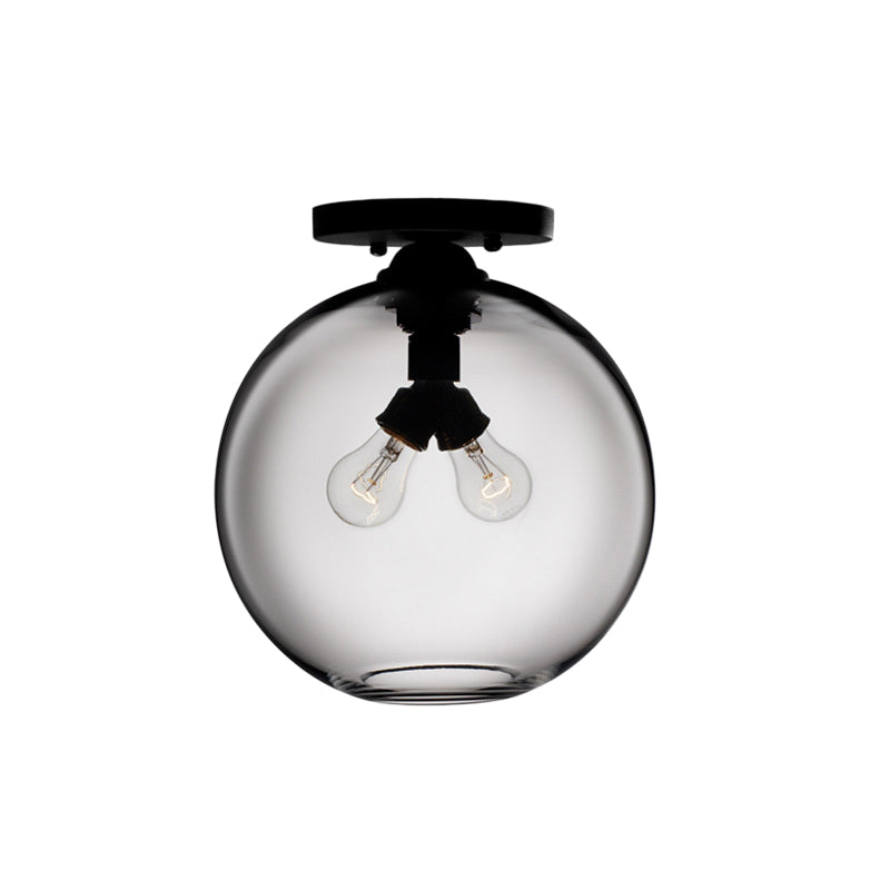 Industrial Style Semi-Flush Ceiling Light with Globe Shade in Red/Brown/Blue Glass for Dining Room (1/2 Light)