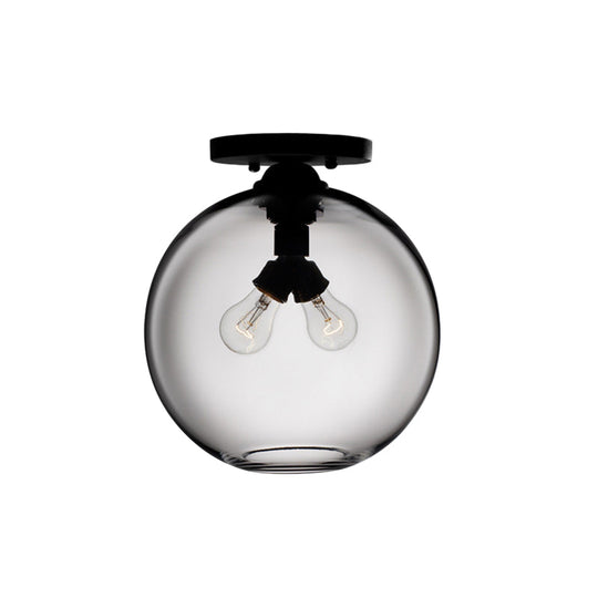 Industrial Style Semi-Flush Ceiling Light with Globe Shade in Red/Brown/Blue Glass for Dining Room (1/2 Light)