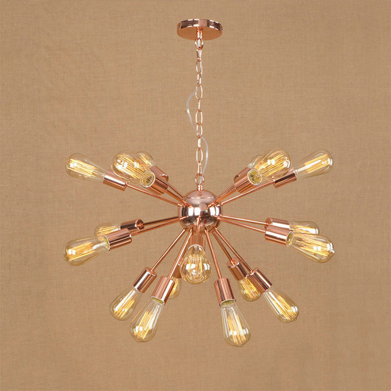 Modern Farmhouse Iron Chandelier Light - 18/21 Lights Copper/Gold Finish Sputnik Ceiling Fixture For