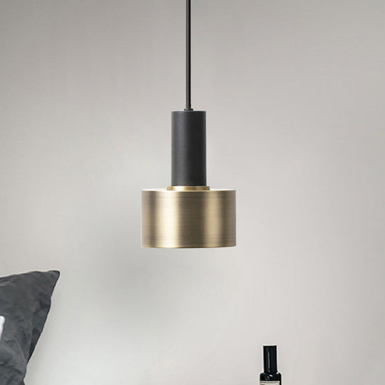 Modern Mini Pendant Light: Elegant Metallic Single Ceiling Hanging Light Black-Gold