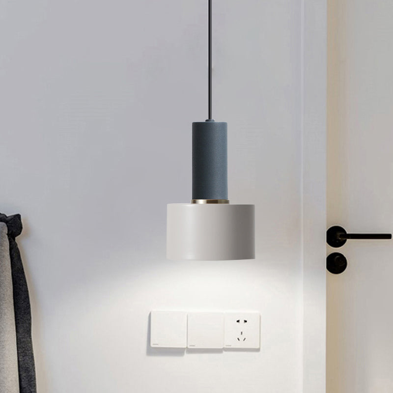 Modern Mini Pendant Light: Elegant Metallic Single Ceiling Hanging Light Blue-White