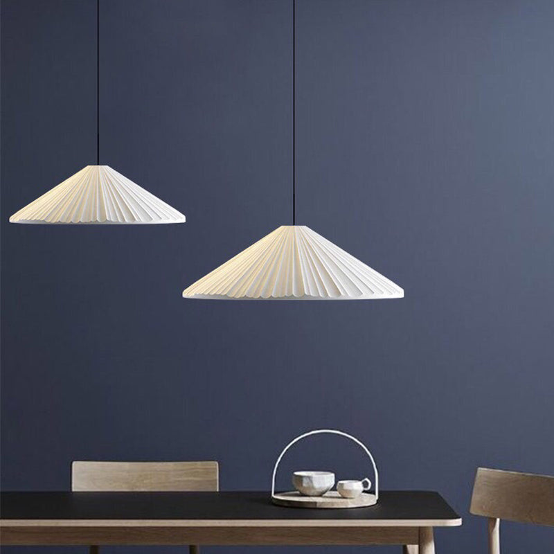 Modern Nordic Style Conic Pendant Light in Blue/Pink/White - Ribbed Design, 12.5"/16.5" Width - Ideal for Bedroom