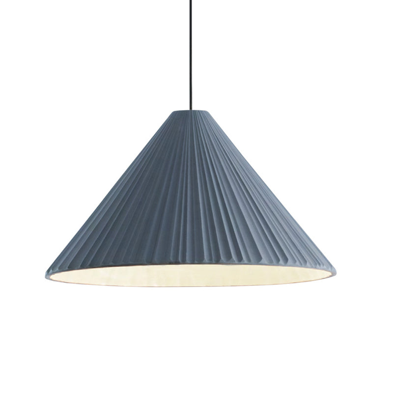 Modern Nordic Style Conic Pendant Light in Blue/Pink/White - Ribbed Design, 12.5"/16.5" Width - Ideal for Bedroom