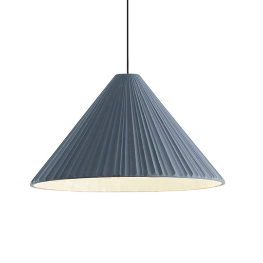 Modern Nordic Style Conic Pendant Light in Blue/Pink/White - Ribbed Design, 12.5"/16.5" Width - Ideal for Bedroom