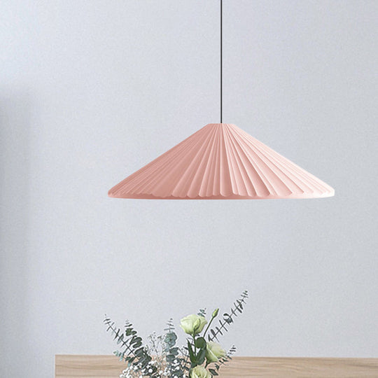 Modern Nordic Style Conic Pendant Light in Blue/Pink/White - Ribbed Design, 12.5"/16.5" Width - Ideal for Bedroom