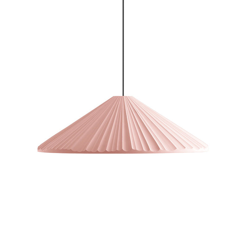 Modern Nordic Style Conic Pendant Light in Blue/Pink/White - Ribbed Design, 12.5"/16.5" Width - Ideal for Bedroom