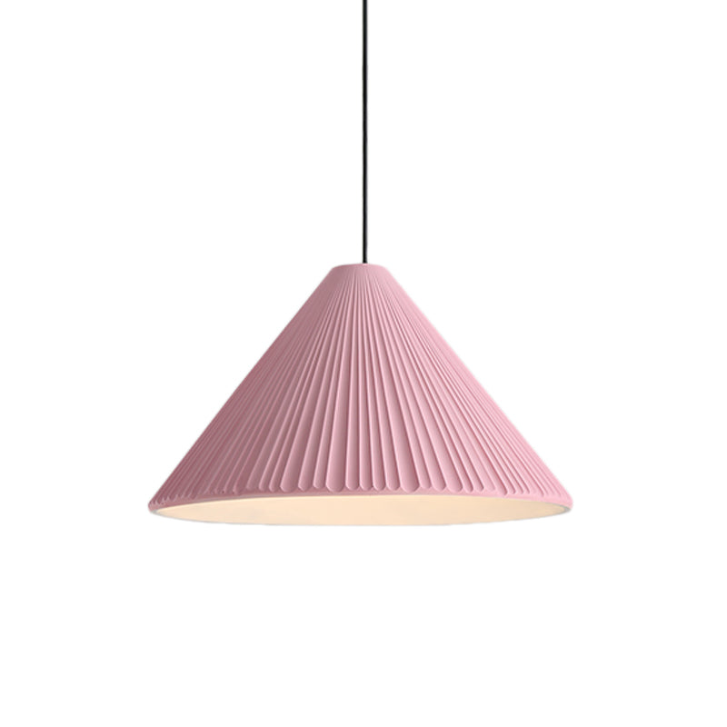 Modern Nordic Style Conic Pendant Light in Blue/Pink/White - Ribbed Design, 12.5"/16.5" Width - Ideal for Bedroom