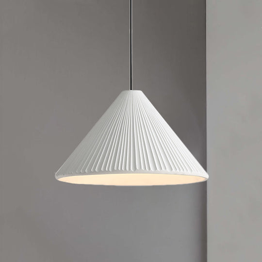 Modern Nordic Style Conic Pendant Light in Blue/Pink/White - Ribbed Design, 12.5"/16.5" Width - Ideal for Bedroom