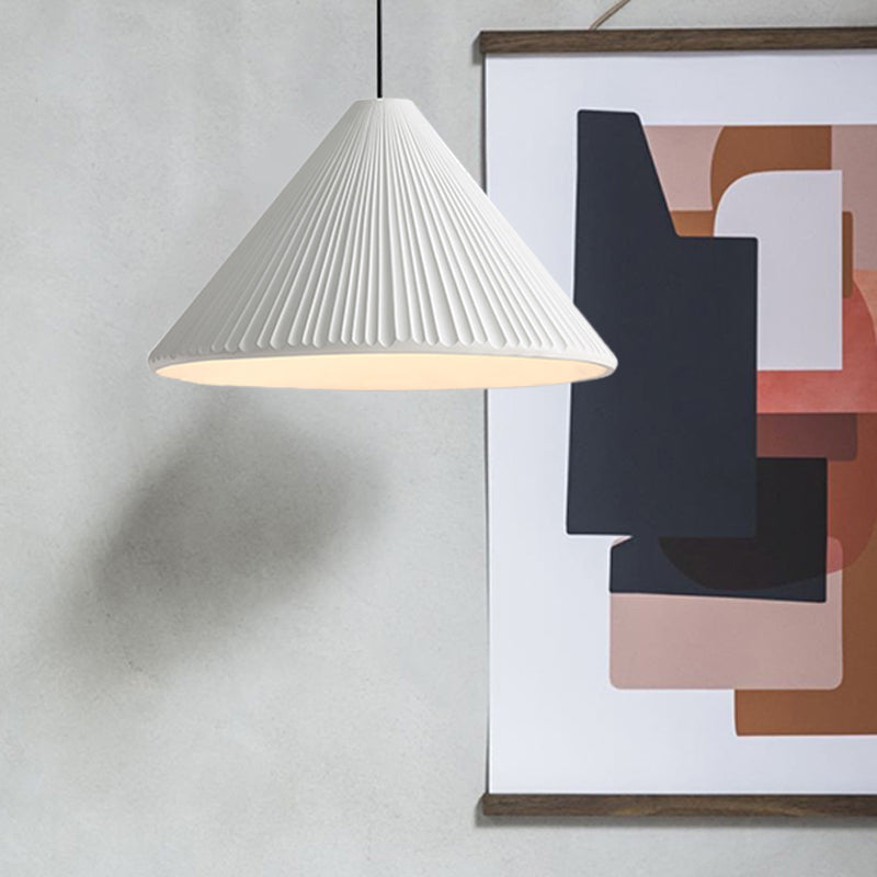 Modern Nordic Style Conic Pendant Light in Blue/Pink/White - Ribbed Design, 12.5"/16.5" Width - Ideal for Bedroom