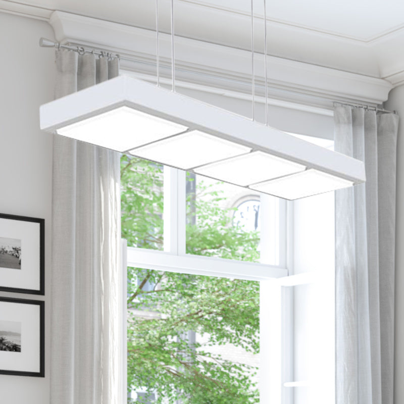 Modern Metal Rectangular Island Lamp With 3/4/5 Lights In Black/White - Office Hanging Light