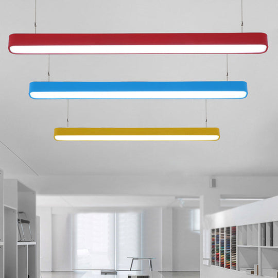 Contemporary Metal Led Hanging Lamp - Tubular Pendant Light For Dining Room Red/Blue/Yellow