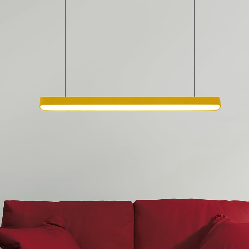 Modern Metal LED Hanging Lamp – Tubular Pendant Light for Dining Room – Available in Red/Blue/Yellow