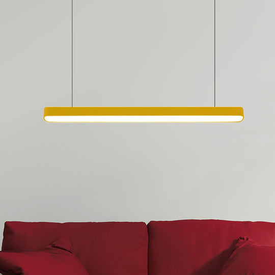 Contemporary Metal Led Hanging Lamp - Tubular Pendant Light For Dining Room Red/Blue/Yellow