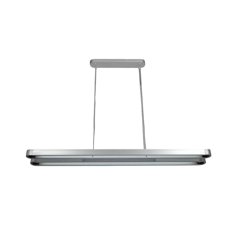 Modern LED Metal Pendant Lamp in Silver with Elongated Oval Shape - Choice of White, Warm, or Natural Light