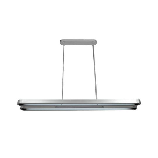 Modern LED Metal Pendant Lamp in Silver with Elongated Oval Shape - Choice of White, Warm, or Natural Light
