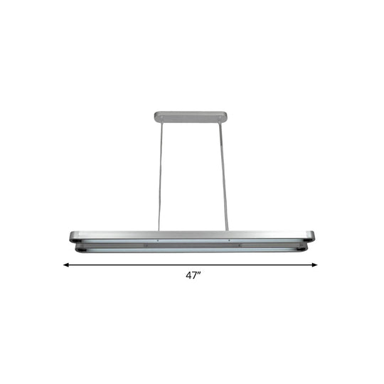 Modern Led Metal Pendant Lamp - Elongated Oval Design In Silver With Adjustable Light Temperature